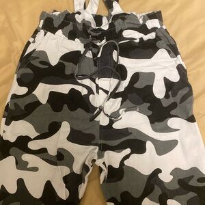 Cargo overalls (black & white), brand “Fashion Nova”, Size (small)